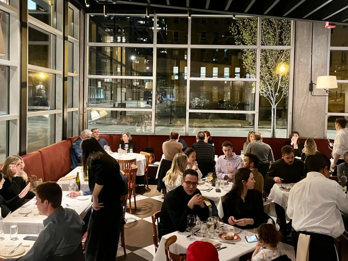 The dining room at Obélix in Chicago.
