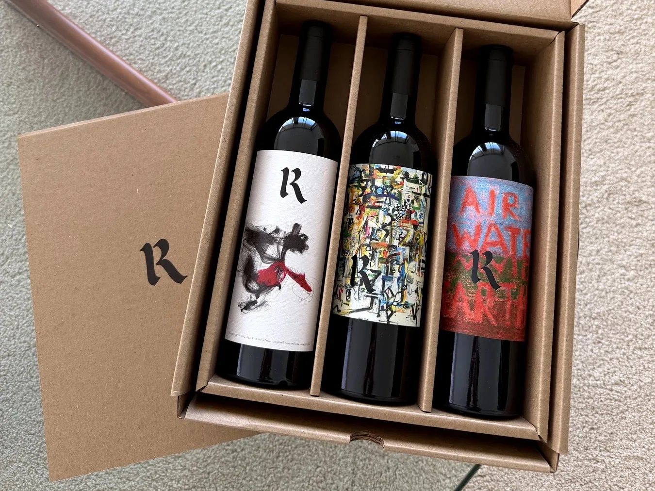 Realm 2024 wines: Moonracer, Farella and Houyi bottles in their presentation box